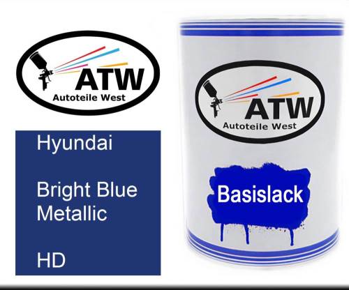 Hyundai, Bright Blue Metallic, HD: 500ml Lackdose, von ATW Autoteile West.